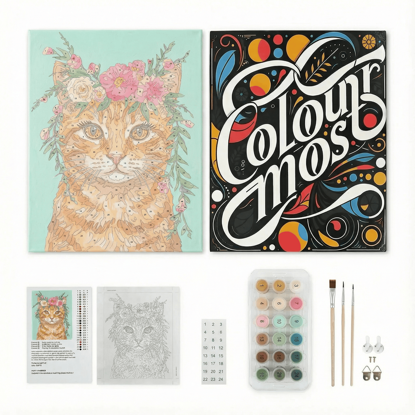 Maine Coon | "Blooming Pets" Original Paint by Numbers (16"x20" / 40x50cm)