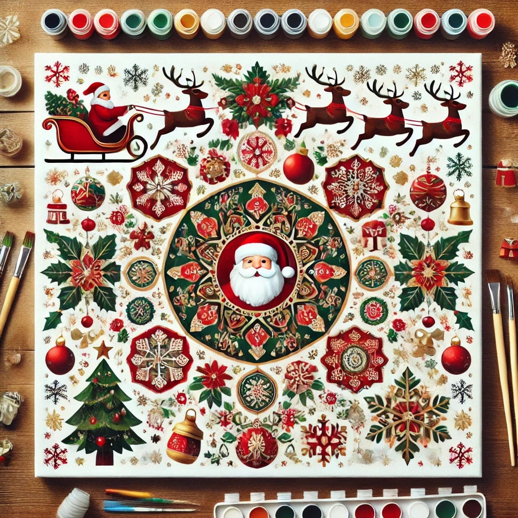 "Serenity Mandalas" Series by ColourMost™ - Christmas P2#25 - Santa face | Original Paint by Numbers (16"x16" / 40x40cm)