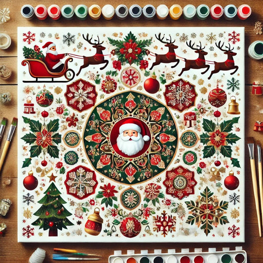 "Serenity Mandalas" Series by ColourMost™ - Christmas P2#25 - Santa face | Original Paint by Numbers (16"x16" / 40x40cm)