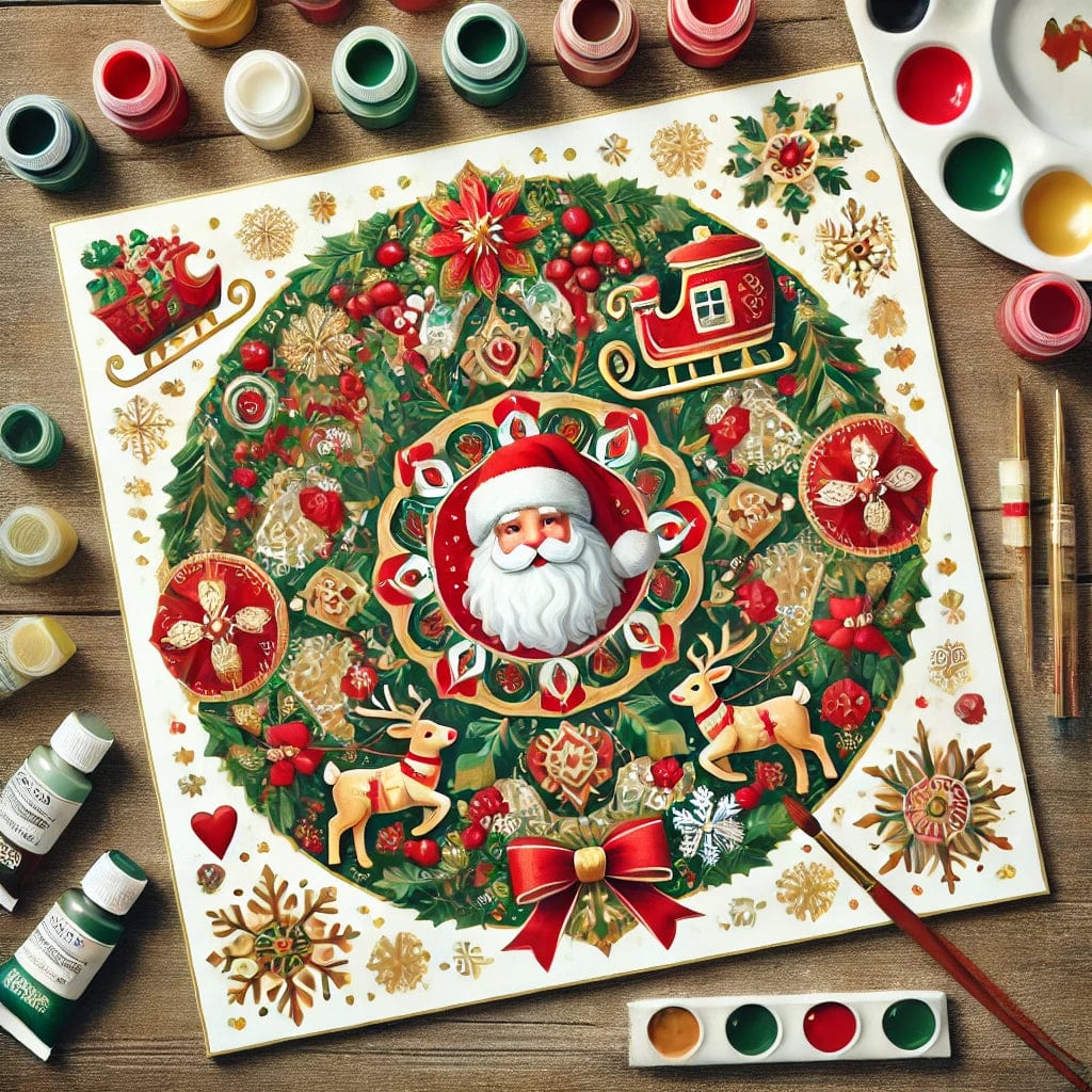 "Serenity Mandalas" Series by ColourMost™ - Christmas P2#26 - Santa face | Original Paint by Numbers (16"x16" / 40x40cm)