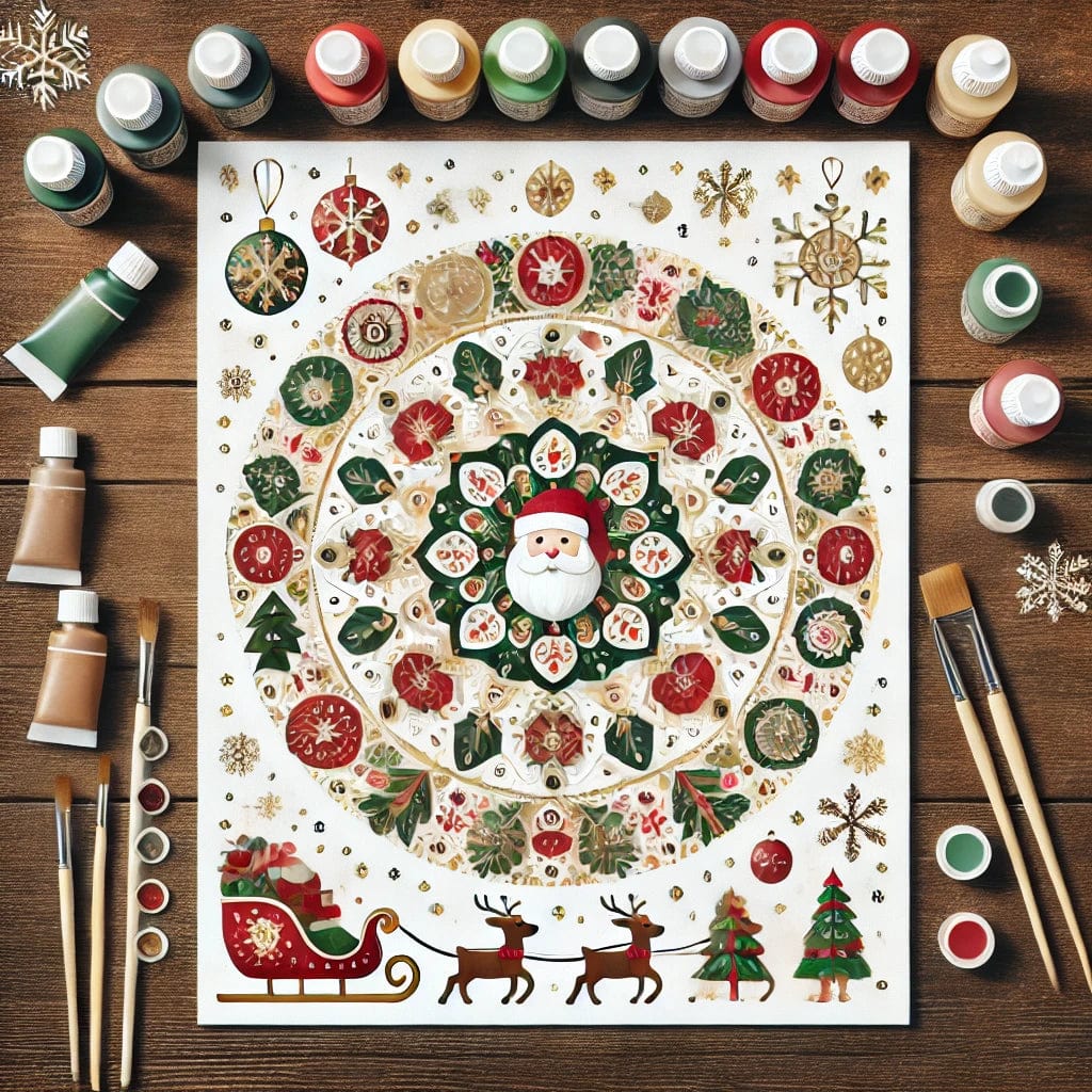 "Serenity Mandalas" Series by ColourMost™ - Christmas P2#27 - Santa face | Original Paint by Numbers (16"x20" / 40x50cm)