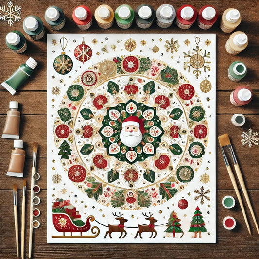 "Serenity Mandalas" Series by ColourMost™ - Christmas P2#27 - Santa face | Original Paint by Numbers (16"x20" / 40x50cm)