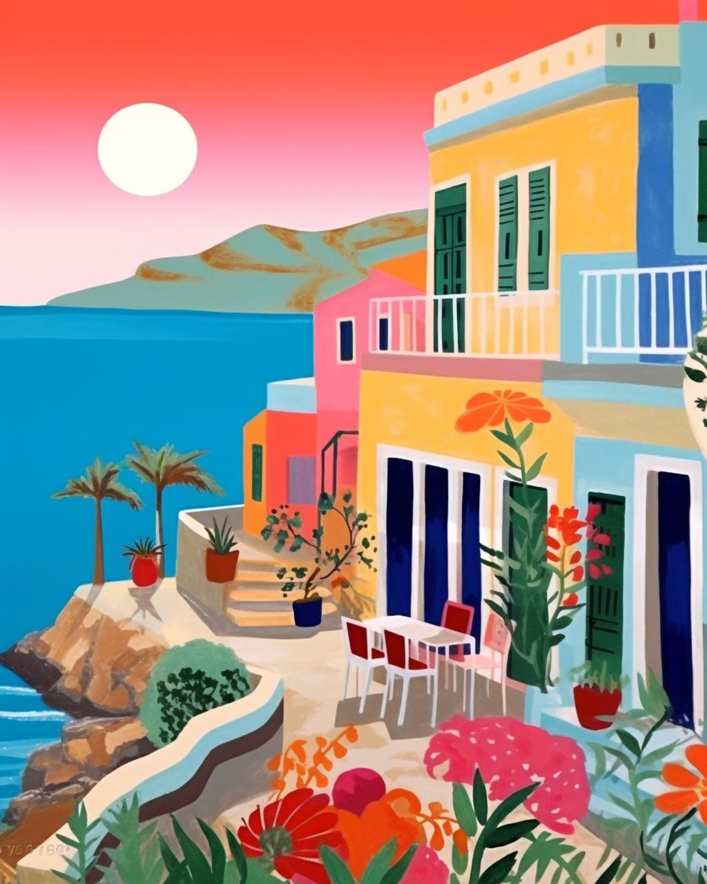 "Santorini, Greece" Series by ColourMost™ #11 | Original Paint by Numbers (16"x20" / 40x50cm) | Also ship to UK, CA, AU, and NZ