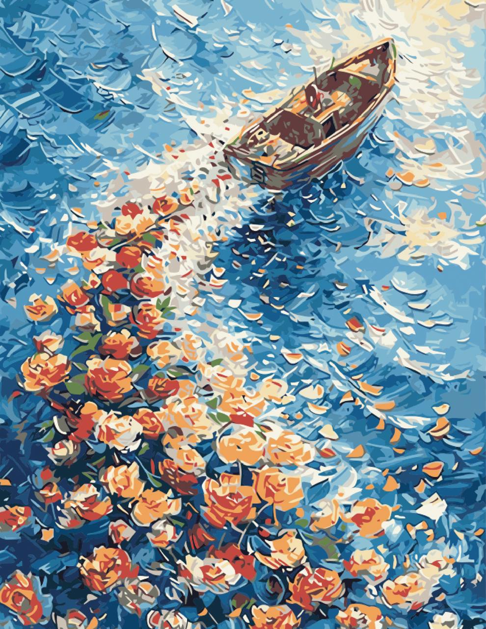 "Flower Boat" Paint by Numbers Kit (16"x20" / 40x50cm)
