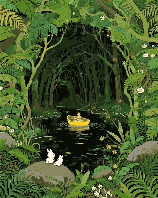 Forest Fairytale Escape – Paint by Numbers Kits for Adults |DIY Art of Enchanted Woods & Gentle Bunnies