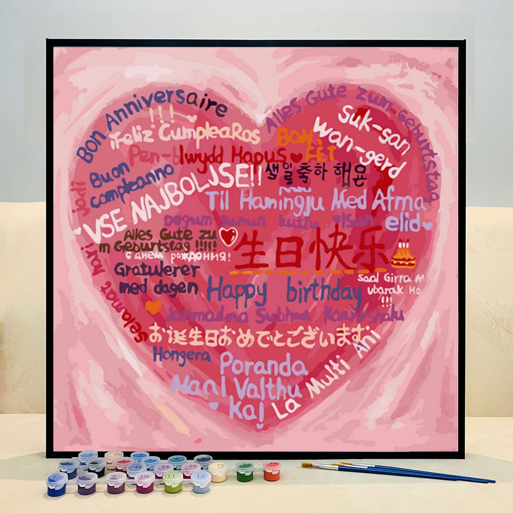 DIY Painting By Numbers - Happy Birthday Multilingo