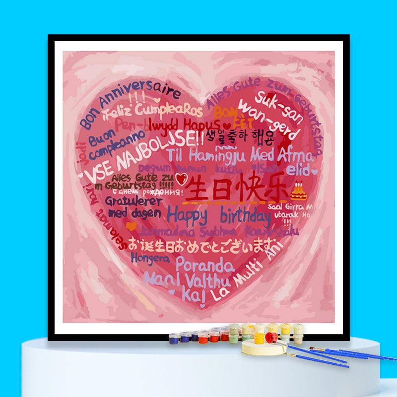 DIY Painting By Numbers - Happy Birthday Multilingo
