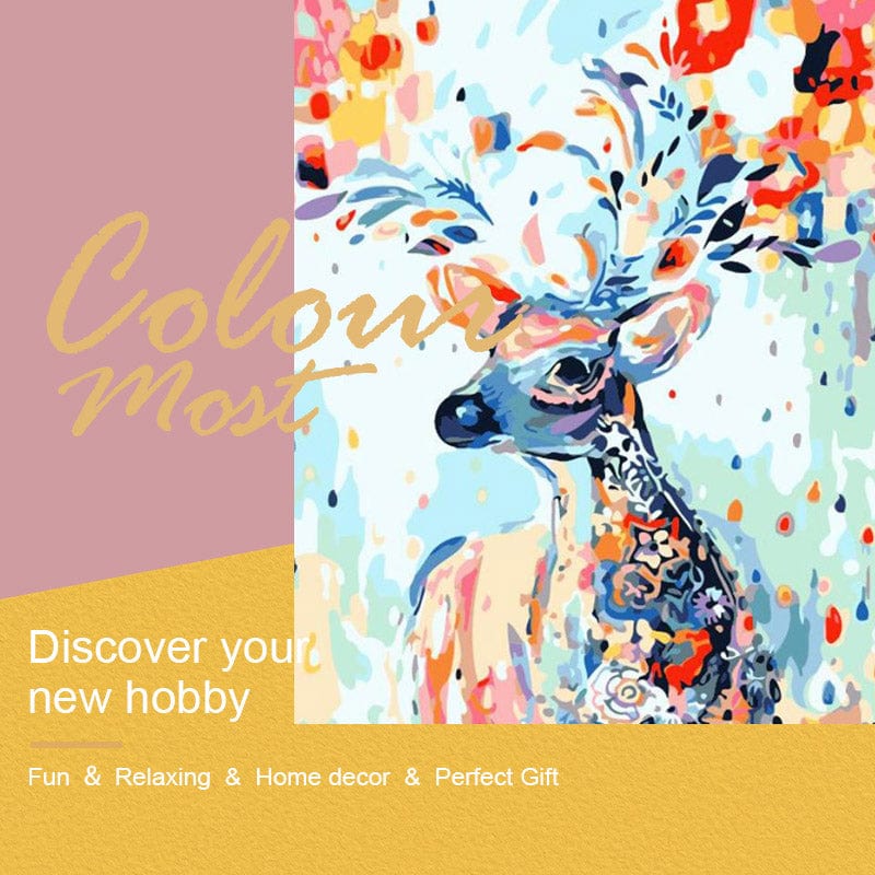 DIY Painting By Numbers -Colorful Deer (16"x20" / 40x50cm)