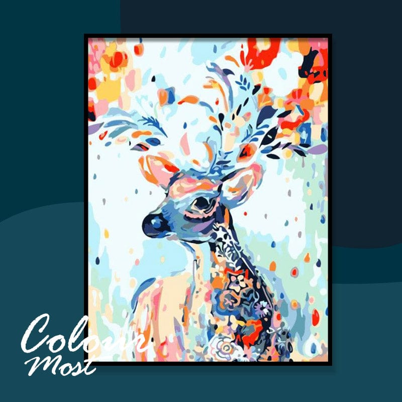 DIY Painting By Numbers -Colorful Deer (16"x20" / 40x50cm)