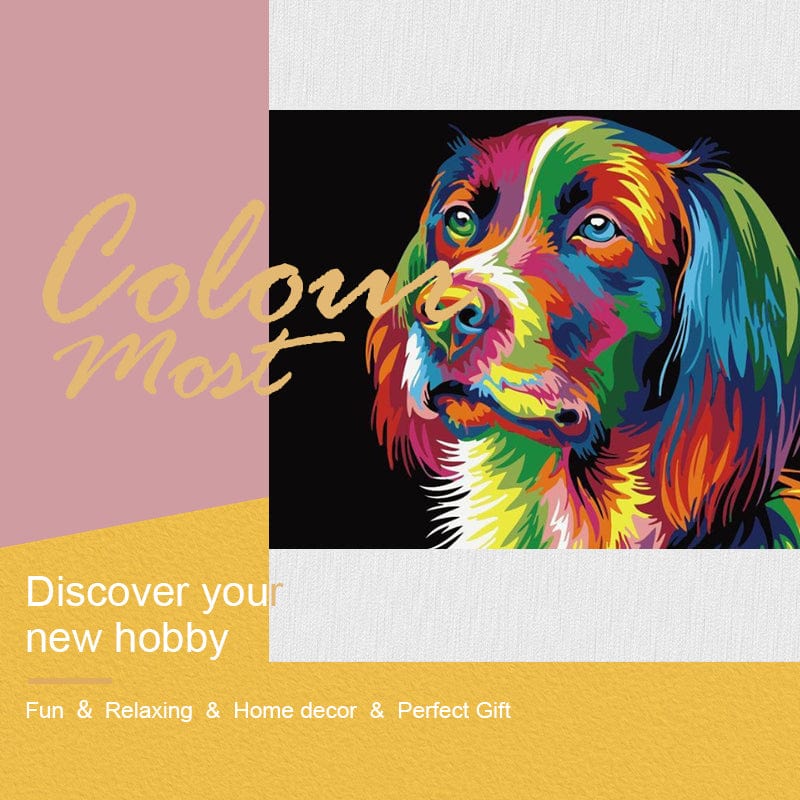 DIY Painting By Numbers -Colorful Dog (16"x20" / 40x50cm)