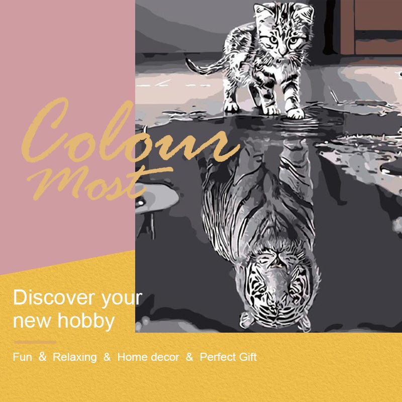 DIY Painting By Numbers - Cat&Tiger(16"x20" / 40x50cm)