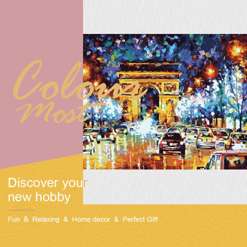 DIY Painting By Numbers - Champs Elysees Paris(16"x20" / 40x50cm)