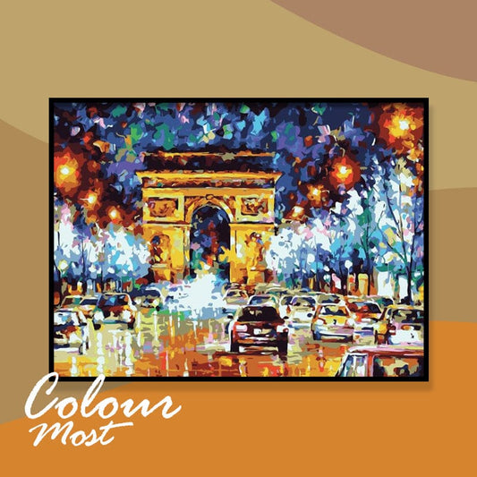 DIY Painting By Numbers - Champs Elysees Paris(16"x20" / 40x50cm)