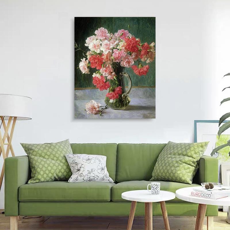DIY Painting By Numbers -Pink and red peony flowers (16"x20" / 40x50cm)