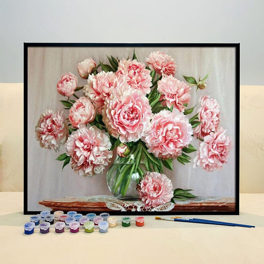 DIY Painting By Numbers - Pink Flowers