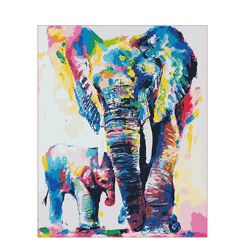 DIY Painting By Numbers -Colorful Elephants(16"x20" / 40x50cm)