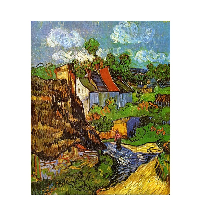 DIY Painting By Numbers -Van Gogh-Houses at Auvers(16"x20" / 40x50cm)