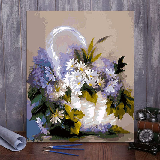 DIY Painting By Numbers - A basket of flowers