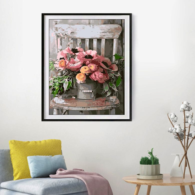 DIY Painting By Numbers - Flowers on the stool