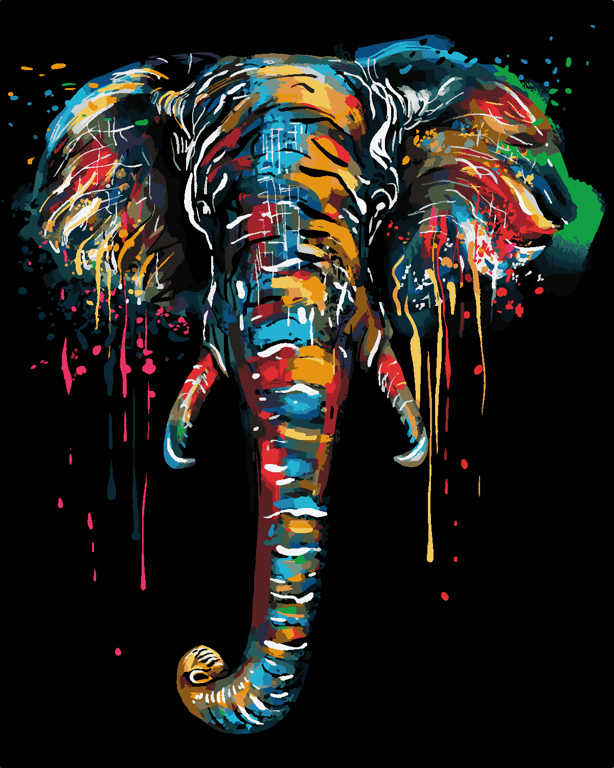 DIY Painting By Numbers - Elephant (16"x20" / 40x50cm)