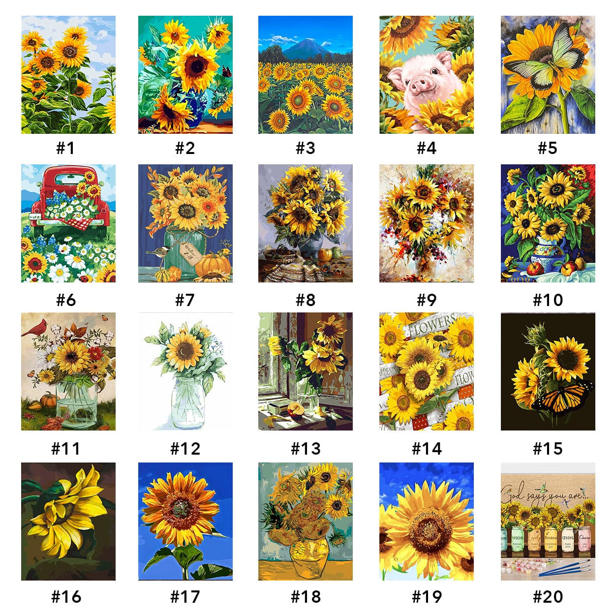 DIY Painting By Numbers -Sunflowers (16"x20" / 40x50cm)
