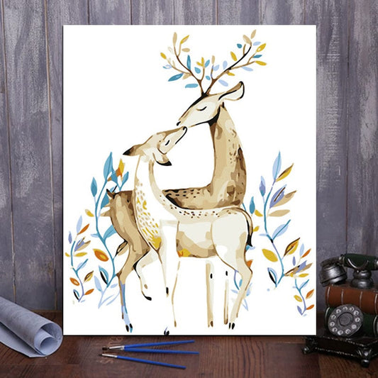 DIY Painting By Numbers - New Sika Deer (16"x20" / 40x50cm)