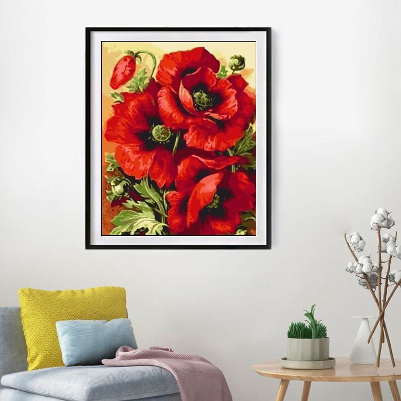 DIY Painting By Numbers - Red Flower