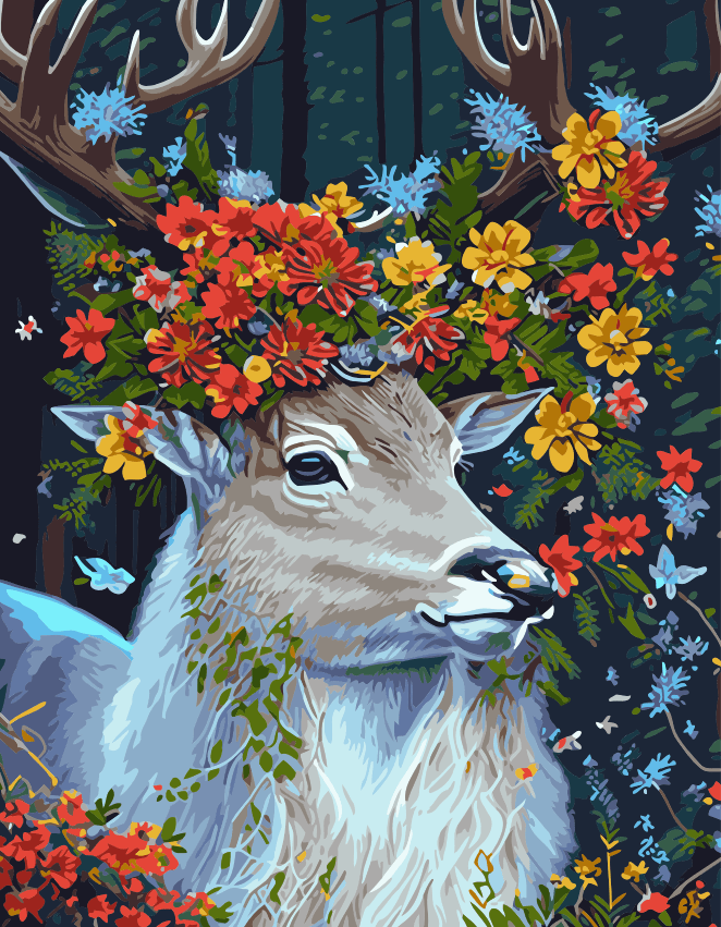 ColourMost™ DIY Painting By Numbers (EXCLUSIVE) - Deer in the flowers (16"x20")