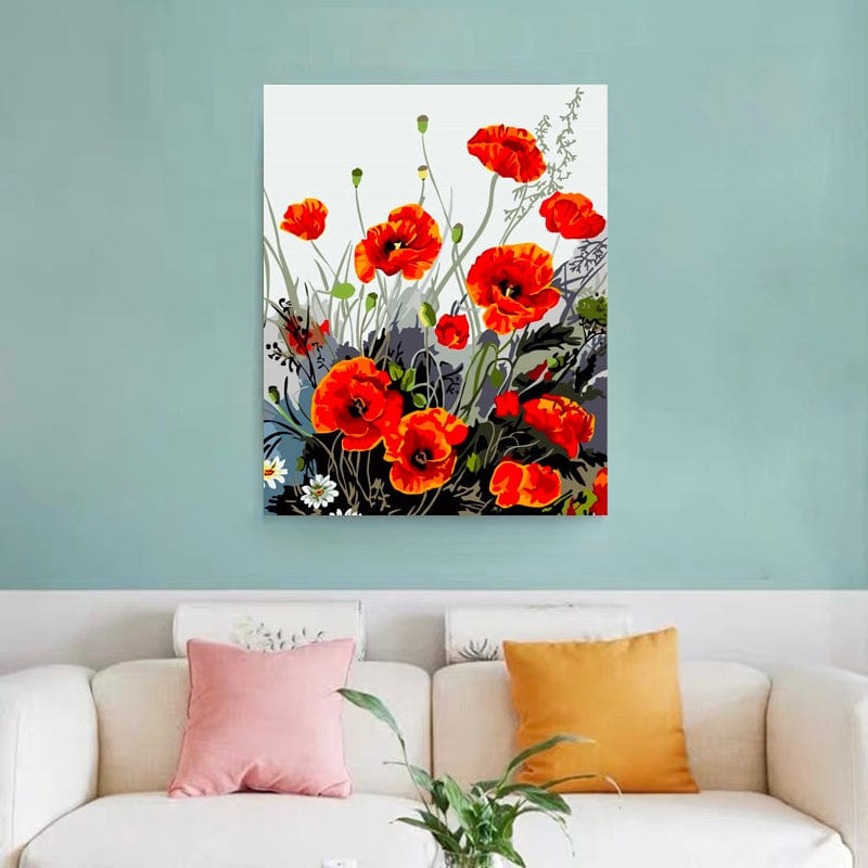 DIY Painting By Numbers -Poppy Flower
