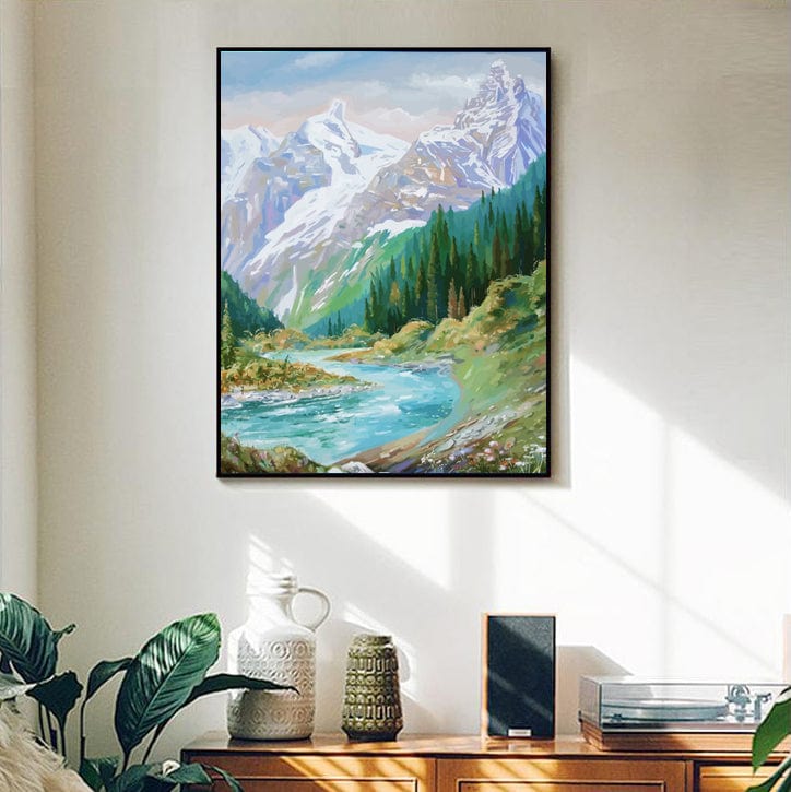 DIY Painting By Numbers - Mountains and rivers
