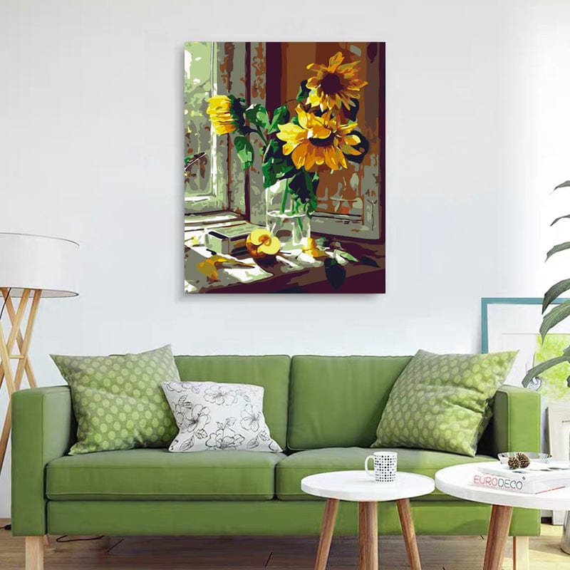 DIY Painting By Numbers - Sunflowers In A Bottle