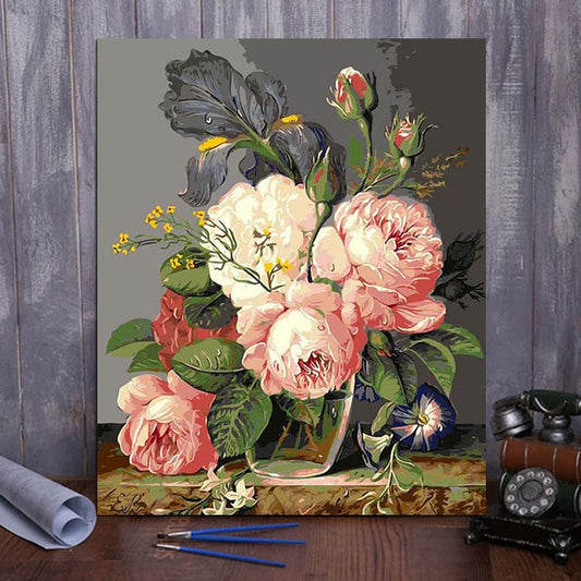 DIY Painting By Numbers - Pink hibiscus