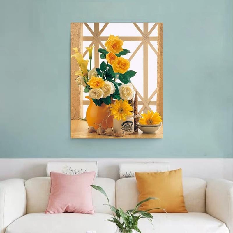 DIY Painting By Numbers - Flowers (16"x20" / 40x50cm)