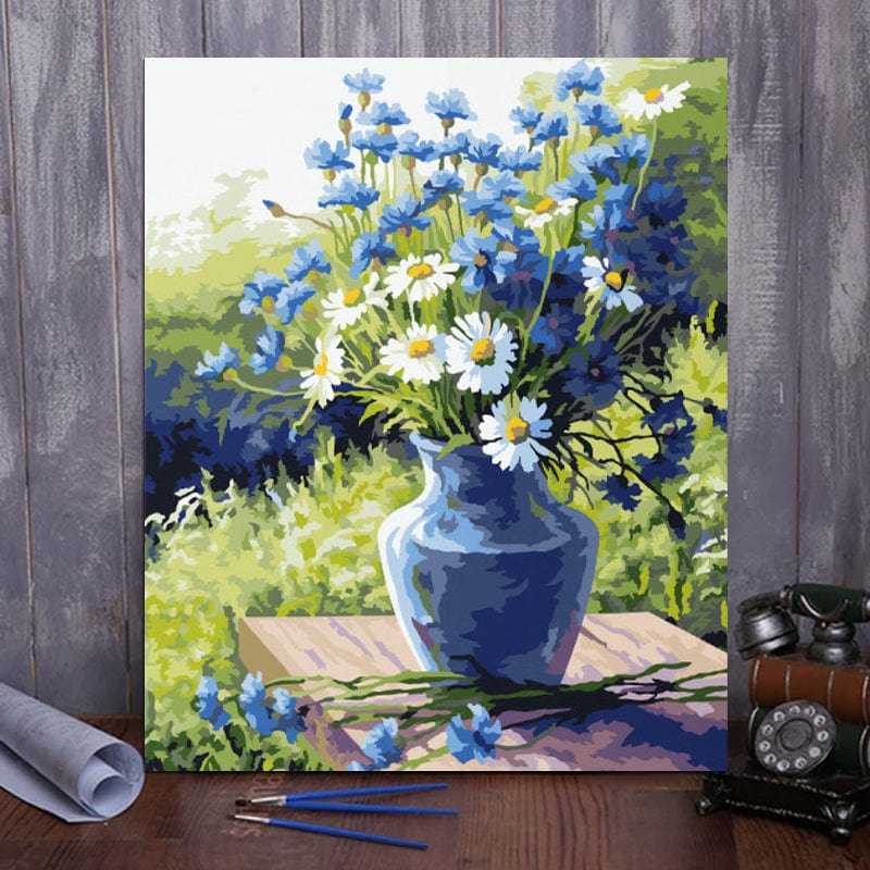ColourMost™ DIY Painting By Numbers - Blue chrysanthemum (16"x20" / 40x50cm)