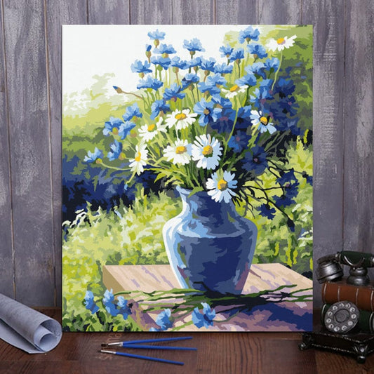 ColourMost™ DIY Painting By Numbers - Blue chrysanthemum (16"x20" / 40x50cm)