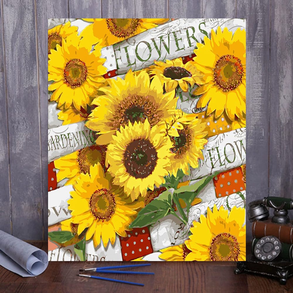 DIY Painting By Numbers -Sunflowers (16"x20" / 40x50cm)