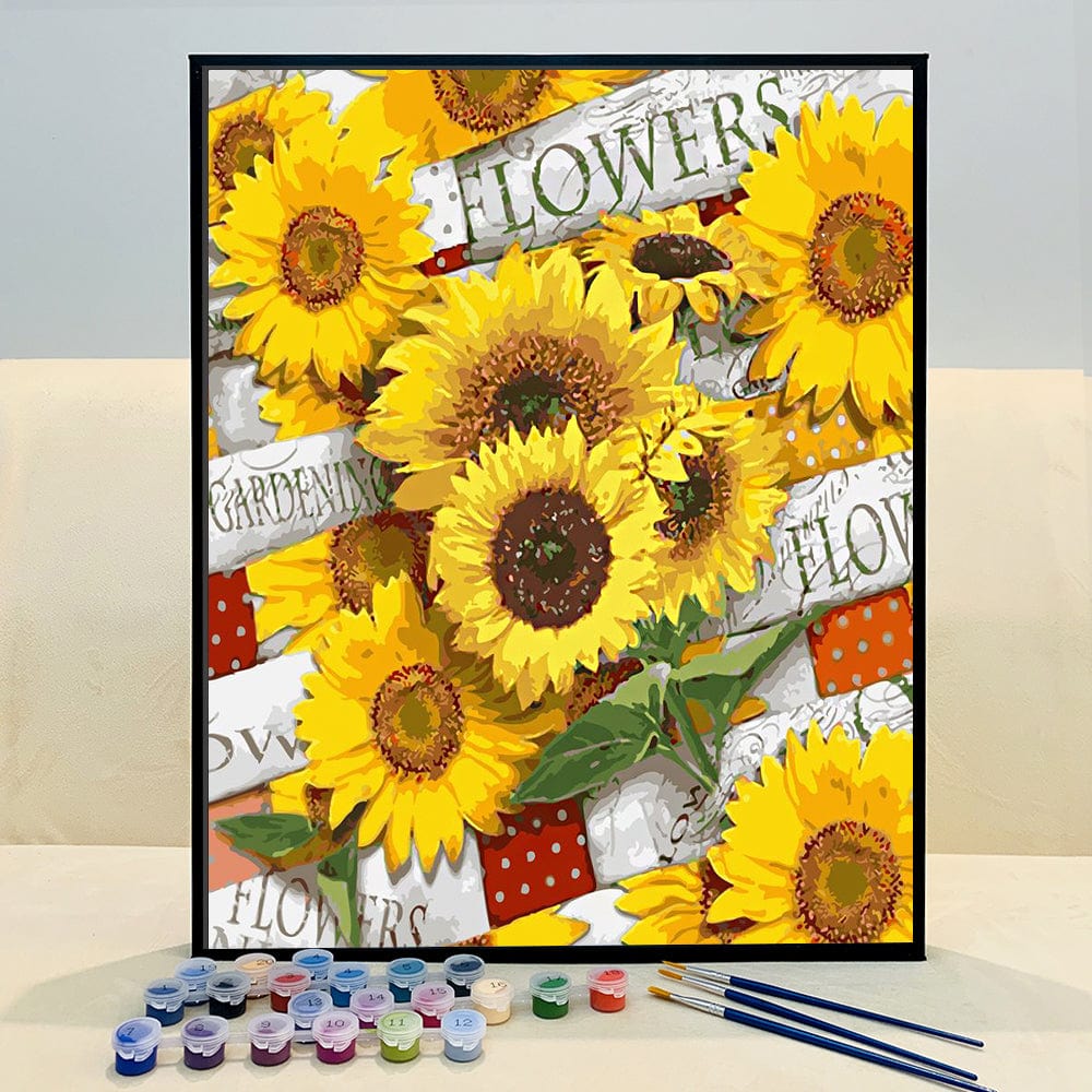 DIY Painting By Numbers -Sunflowers (16"x20" / 40x50cm)