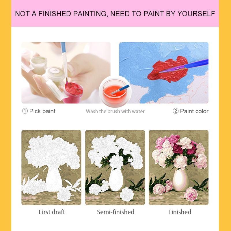 DIY Painting By Numbers - Flowers on the stool
