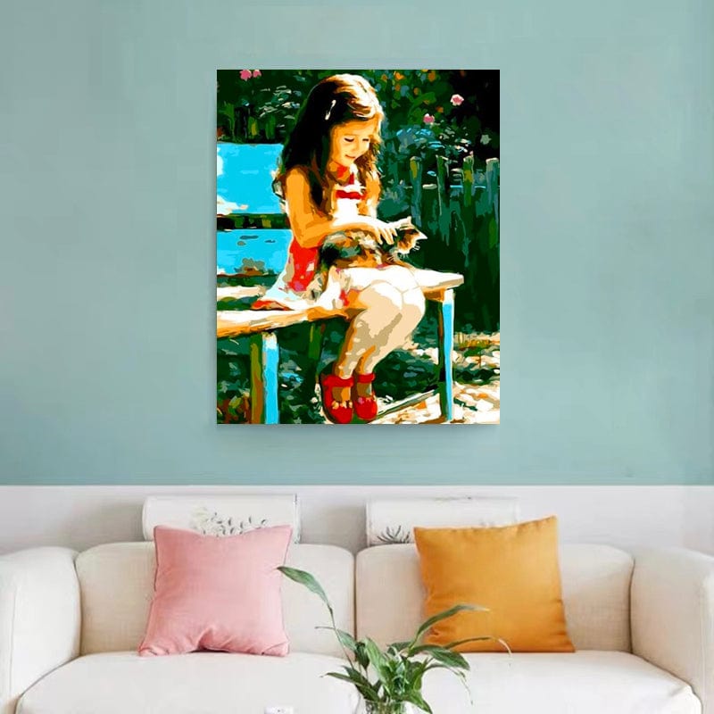 DIY Painting By Numbers - Cute Girl (16"x20" / 40x50cm)