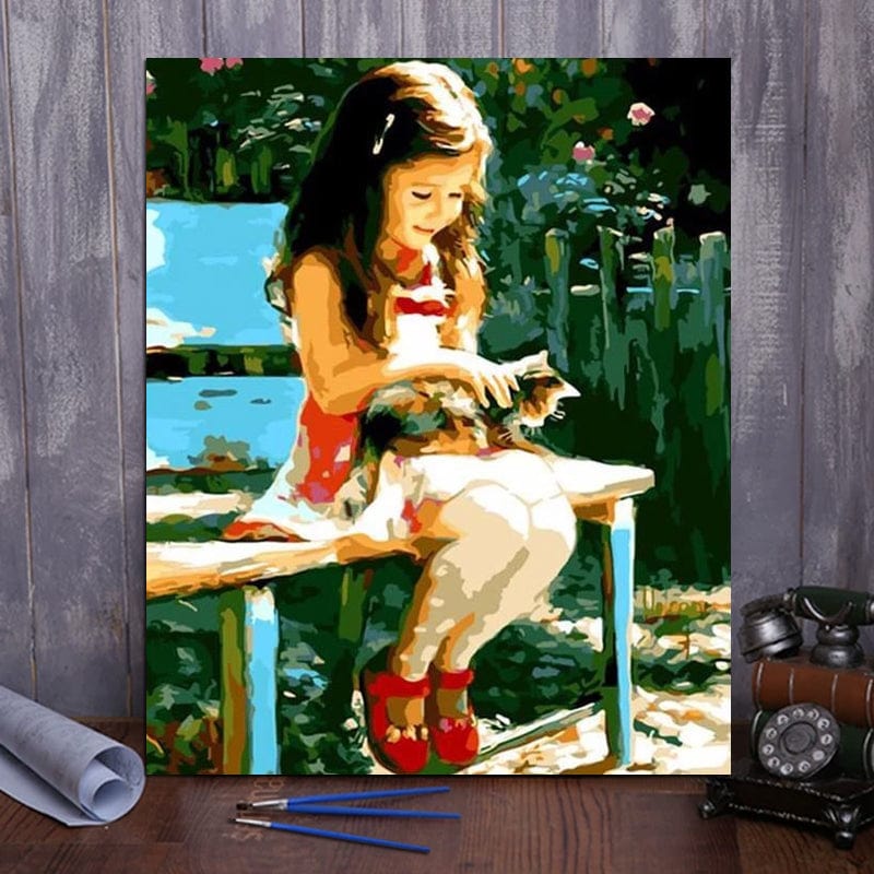 DIY Painting By Numbers - Cute Girl (16"x20" / 40x50cm)