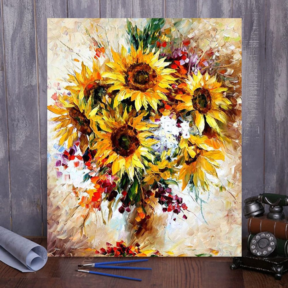 DIY Painting By Numbers -Sunflowers (16"x20" / 40x50cm)
