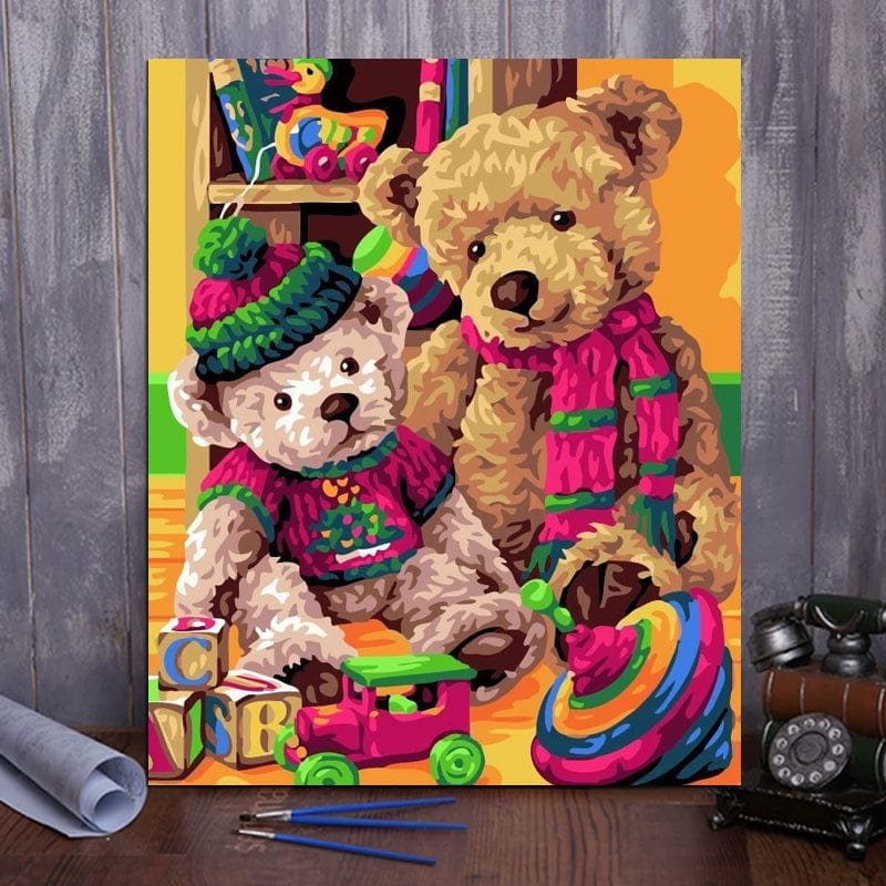 DIY Painting By Numbers - Teddy Bear (16"x20" / 40x50cm)