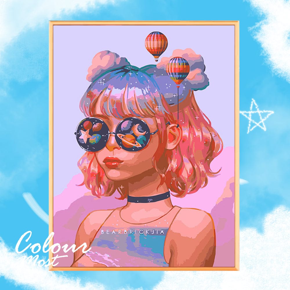 DIY Painting By Numbers - Hand drawn starry girl (16"x20" / 40x50cm)