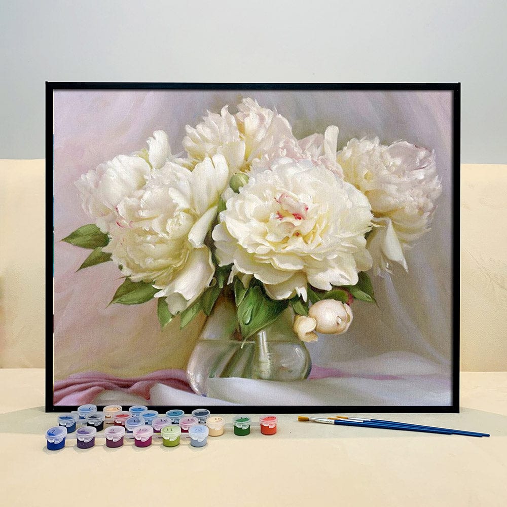 DIY Painting By Numbers - White Flowers