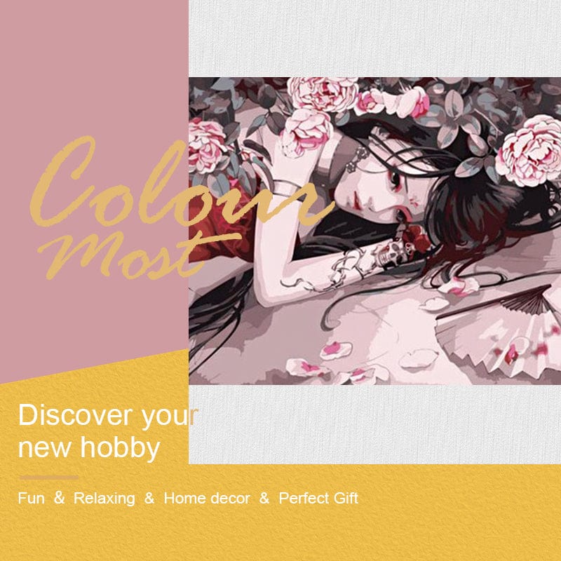 DIY Painting By Numbers -Girl With Flowers (16"x20" / 40x50cm)