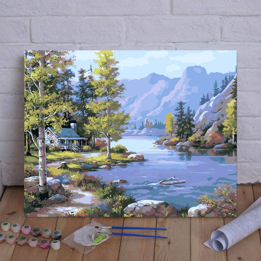 DIY Painting By Numbers - Lake in the mountains