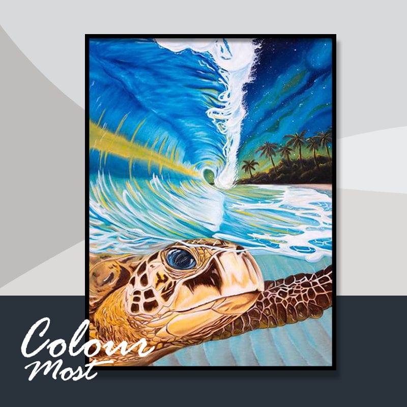 DIY Painting By Numbers -  Sea turtle (16"x20" / 40x50cm)