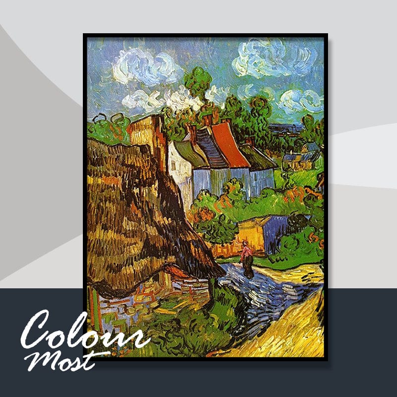 DIY Painting By Numbers -Van Gogh-Houses at Auvers(16"x20" / 40x50cm)