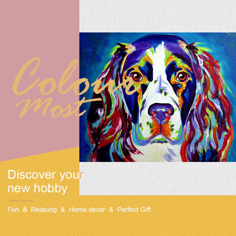 DIY Painting By Numbers - Colorful Dog (16"x20" / 40x50cm)