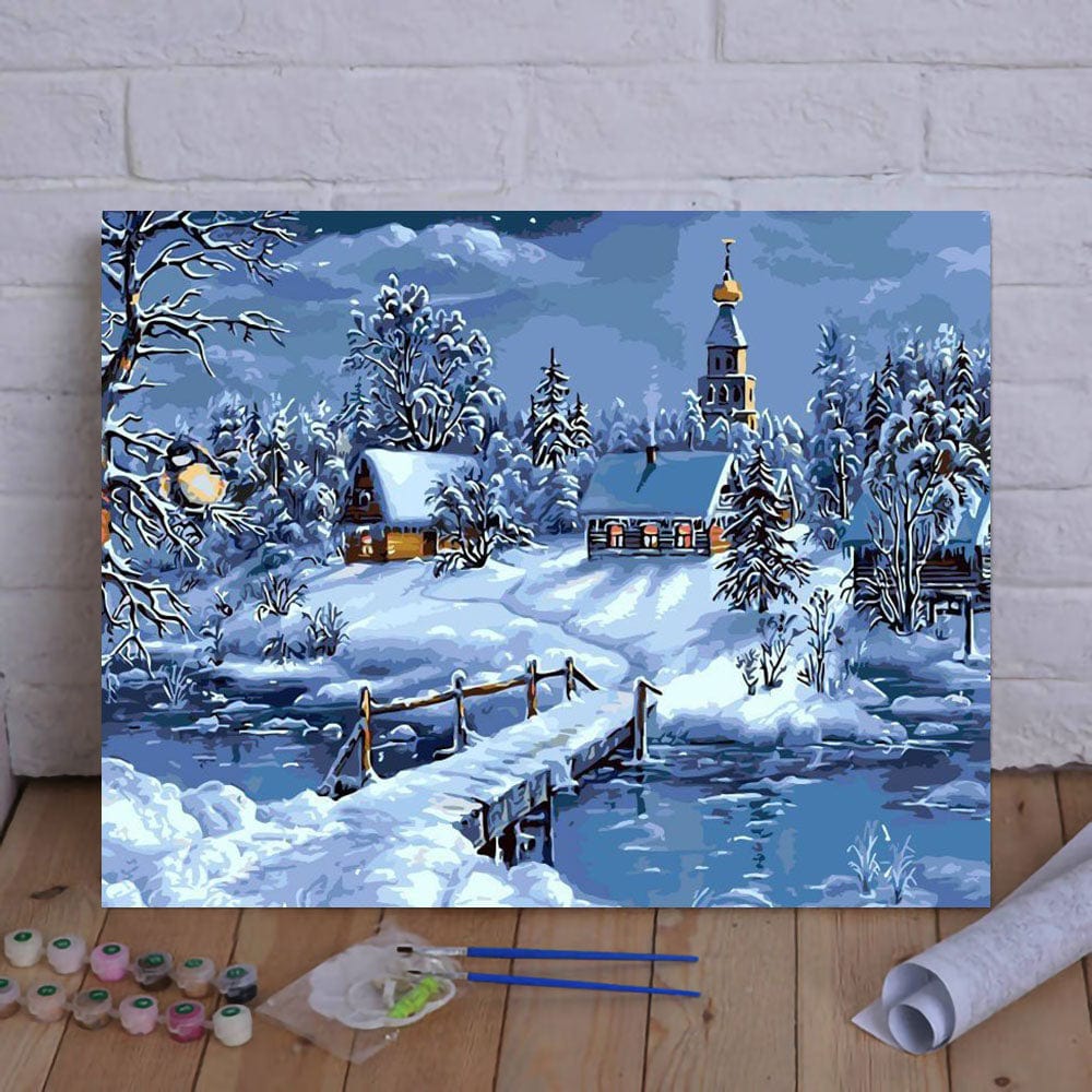DIY Painting By Numbers - Christmas Snow Landscape